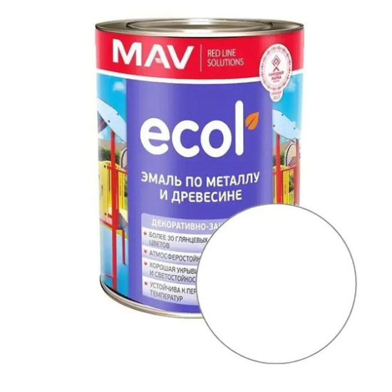 Эмаль Ecol ПФ-115 MAV. Белая. Матовая. 1 л. РБ.
