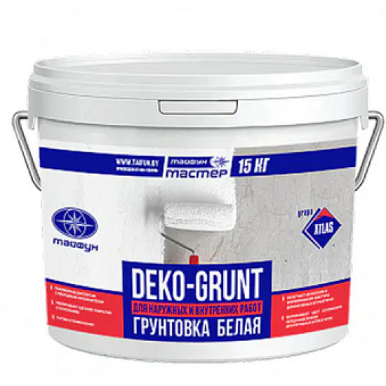 Грунтовка с кварцевым песком Тайфун Мастер DEKO-GRUNT. Белая. 15 кг. РБ.