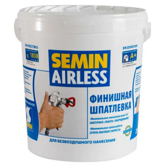 Шпатлёвка финишная SEMIN AIRLESS CLASSIC (белая крышка). 25 кг. РФ.