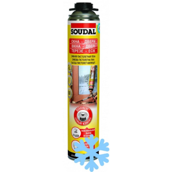 Монтажная пена Soudal Professional (окна, двери) ЗИМА под пистолет 750 мл. Польша.