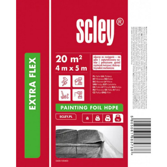 Плёнка укрывочная Scley Extra. Польша. Толщина 15мкм. Размер 4м х 5м.