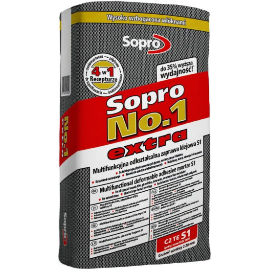 Клей для плитки усиленный Sopro №1. 22,5 кг. Польша.