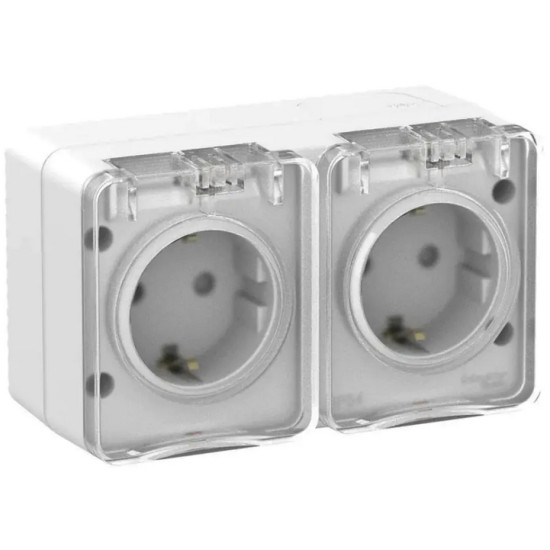 Розетка IP54 с заземлением и шторками Schneider Electric AtlasDesign ATN540126. РФ.
