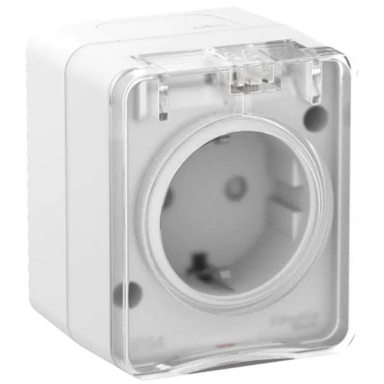 Розетка IP54 с заземлением и шторками Schneider Electric AtlasDesign ATN540145. РФ.