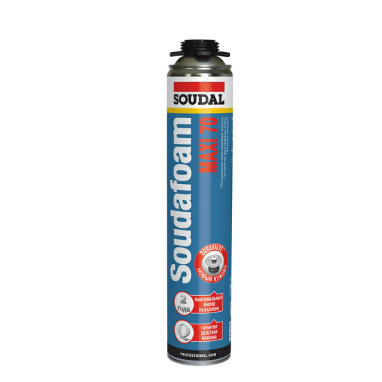 Монтажная пена Soudal Soudafoam Maxi 70 под пистолет 870 мл. Польша.
