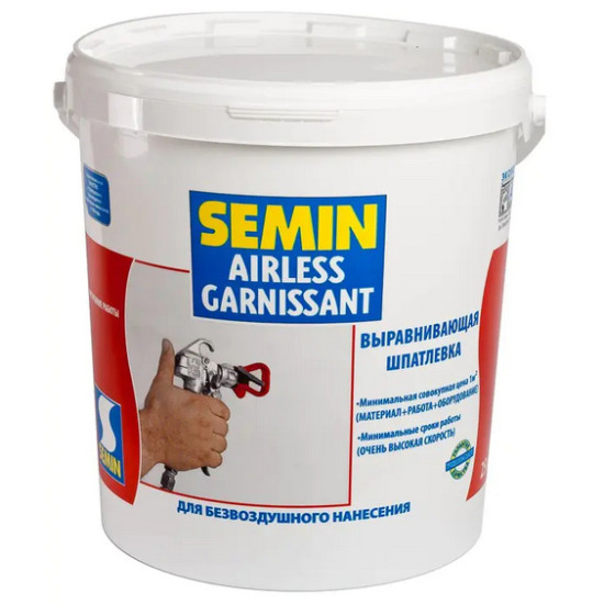 Шпатлёвка SEMIN AIRLESS GARNISSANT (белая крышка). 25 кг. РФ.