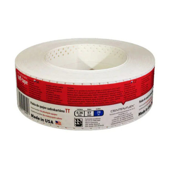 Лента Strait flex Tuff tape 'Американка' 20м х 57мм. Перфор. бум. для стыков. США.
