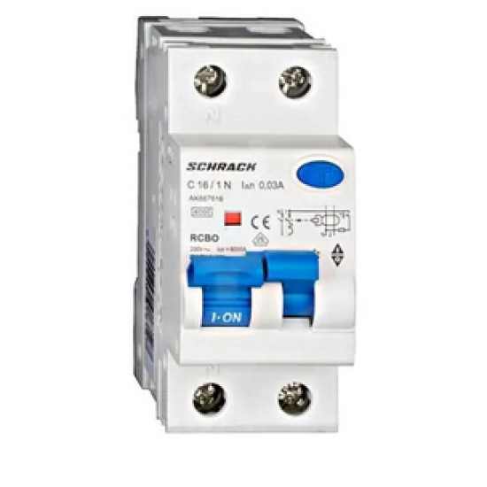Дифференциальный автомат SCHRACK AK 6кА 1P+N С 16A/30mA тип A. Австрия.