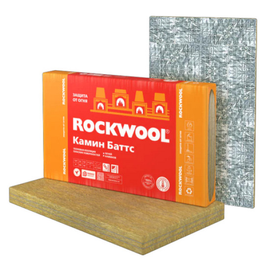 Утеплитель Rockwool Камин Баттс. Толщина 30 мм. В листе 0,6 м.кв. РФ.