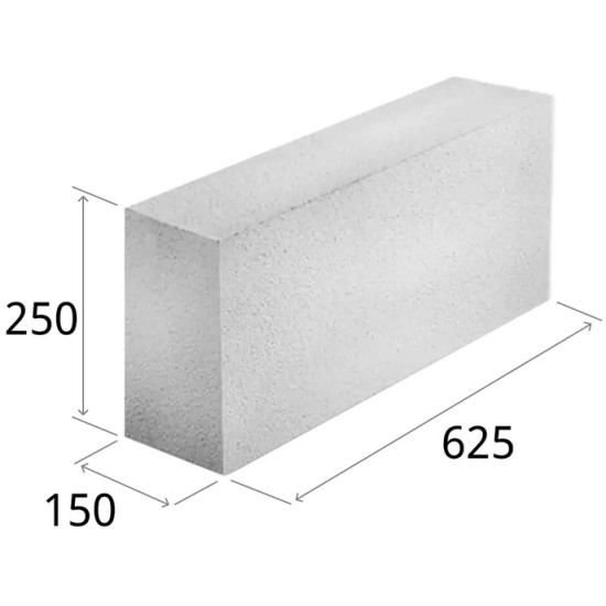 Блок газосиликатный ЗАБУДОВА 625*150*250. РБ. Возможно 10% боя.