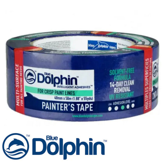 Лента малярная для деликатных поверхностей Blue Dolphin 48мм х 50м. Польша.