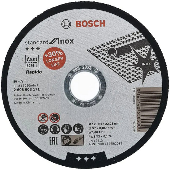 Круг отрезной Standart BOSCH 125x22,2x1,0 мм. Китай.