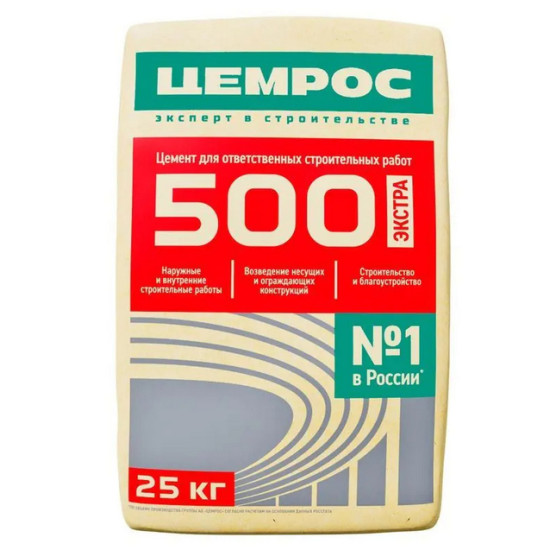 Цемент ЦЕМРОС М500 Д0 ЦЕМ I 42,5 Н. 25 кг. РФ. Цемент ЦЕМРОС М500 Д0 ЦЕМ I 42,5 Н. 25 кг. РФ.