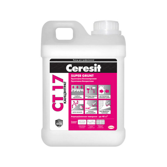 Грунтовка Ceresit CT-17 SUPER. Бесцветная (белая). Концентрат 1:1. РБ. 2л.