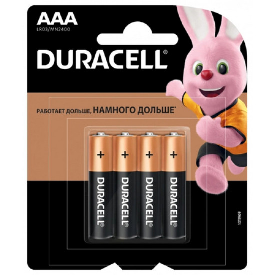 Батарейки DURACELL ААА LR03/MN2400 4BP CN 4 шт. Китай.