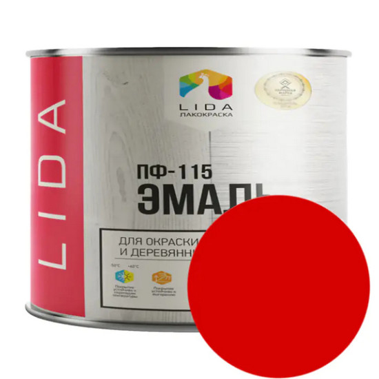 Эмаль ПФ-115 LIDA. Красная. 2 л. РБ.