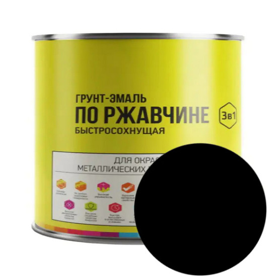 Грунт-эмаль по ржавчине быстросохнущая LIDA. Чёрная. 2 л. РБ.
