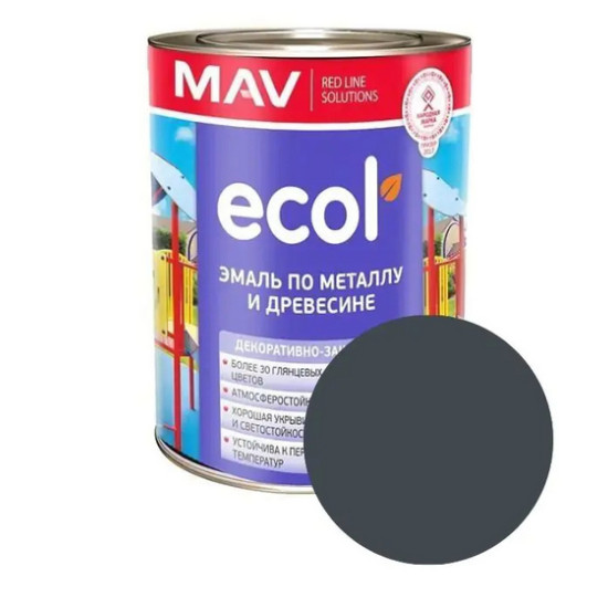 Эмаль Ecol ПФ-115 MAV. Графит. 1 л. РБ.