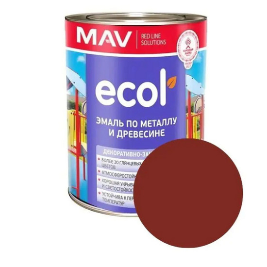 Эмаль Ecol ПФ-115 MAV. Красно-коричневая. 1 л. РБ.