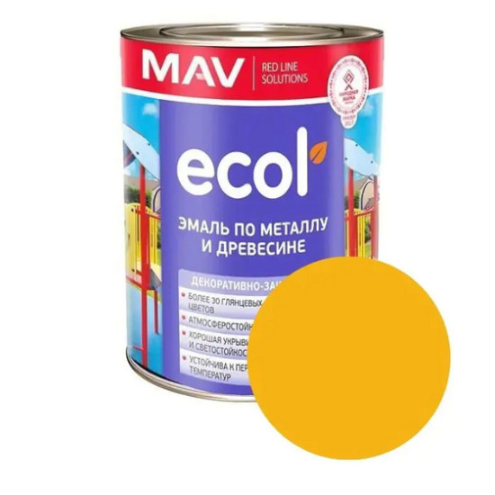 Эмаль Ecol ПФ-115 MAV. Желтая. 1 л. РБ.