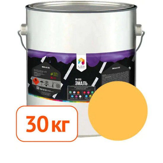 Эмаль дорожная АК-555 LIDA. Желтая. 30 кг. РБ.