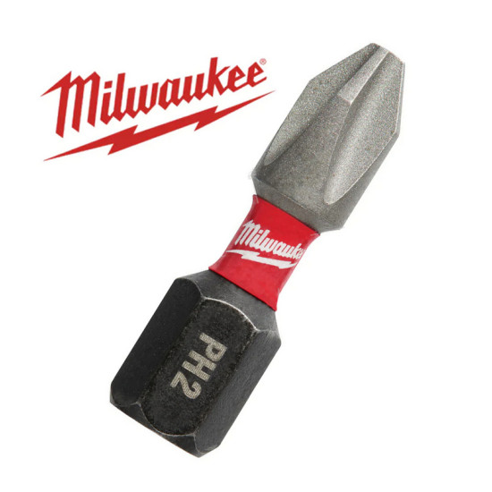 Бита для шуруповерта Shockwave Impact Duty PH2 25 мм. 2 шт. Milwaukee. Китай. Бита для шуруповерта Shockwave Impact Duty PH2 25 мм. 2 шт. Milwaukee. Китай.