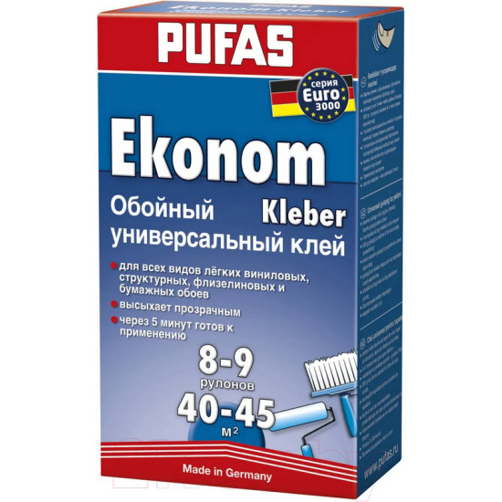 Клей обойный PUFAS Эконом EURO 3000 универсальный 300 г. Германия. Клей обойный PUFAS Эконом EURO 3000 универсальный 300 г. Германия.
