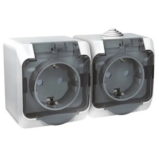 Розетка двойная с/з и шторками Schneider Electric Этюд PA16-244B. РФ.