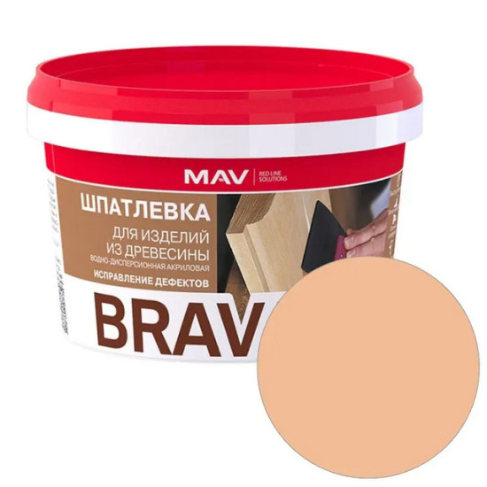 Шпатлевка готовая MAV Brava Profi-1 по дереву. Орех. 0,5 л. РБ.