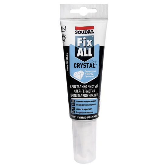 Soudal Fix All Crystal. Прозрачный клей-герметик. 125 мл. Бельгия. Soudal Fix All Crystal. Прозрачный клей-герметик. 125 мл. Бельгия.