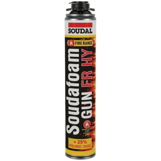 Монтажная пена огнестойкая Soudal Soudafoam FR HY под пистолет 750 мл. Бельгия.