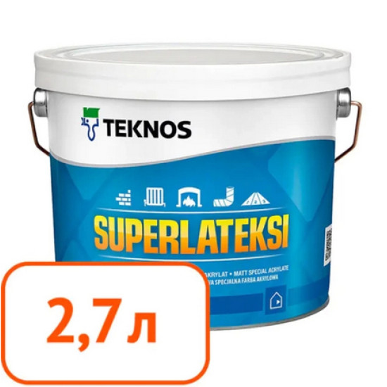 Краска Teknos Superlateksi Base 1. 2,7 л. Финляндия. Краска Teknos Superlateksi Base 1. 2,7 л. Финляндия.