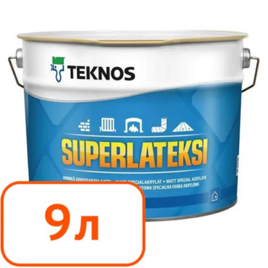 Краска Teknos Superlateksi Base 1. 9 л. Финляндия. Краска Teknos Superlateksi Base 1. 9 л. Финляндия.
