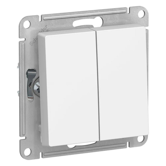 Выключатель двухклавишный проходной Schneider Electric AtlasDesign ATN000165. РФ.