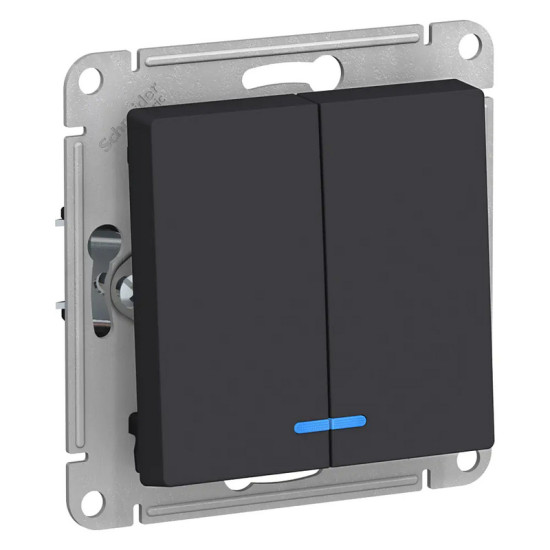 Выключатель двухклавишный с подсветкой Schneider Electric AtlasDesign ATN001053. РФ.
