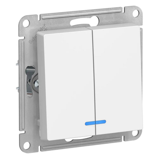 Выключатель двухклавишный с подсветкой Schneider Electric AtlasDesign ATN000153. РФ.