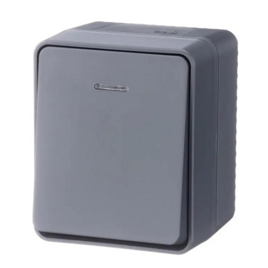 Выключатель одноклавишный с подсветкой Schneider Electric AtlasDesign ATN544013. IP54. РФ.